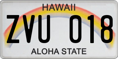 HI license plate ZVU018