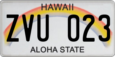 HI license plate ZVU023