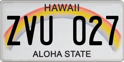 HI license plate ZVU027