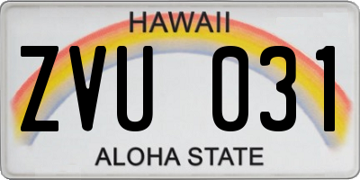 HI license plate ZVU031