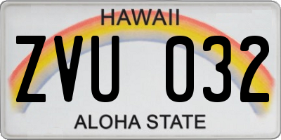 HI license plate ZVU032