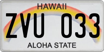 HI license plate ZVU033