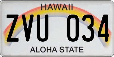 HI license plate ZVU034
