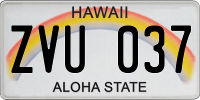 HI license plate ZVU037