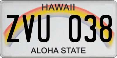 HI license plate ZVU038