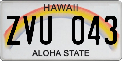 HI license plate ZVU043