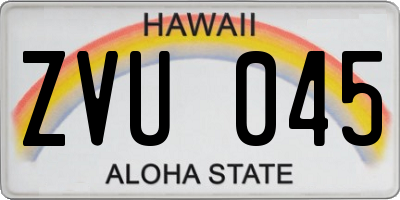 HI license plate ZVU045