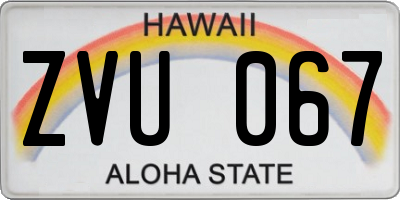 HI license plate ZVU067