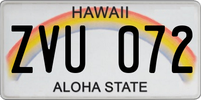 HI license plate ZVU072