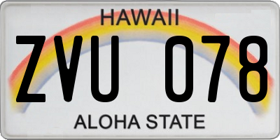 HI license plate ZVU078