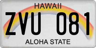 HI license plate ZVU081