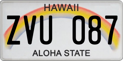 HI license plate ZVU087