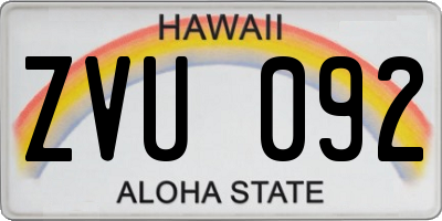 HI license plate ZVU092