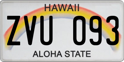 HI license plate ZVU093