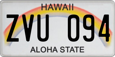 HI license plate ZVU094