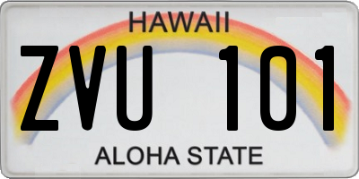 HI license plate ZVU101