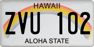 HI license plate ZVU102