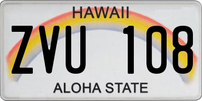 HI license plate ZVU108