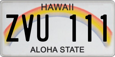 HI license plate ZVU111