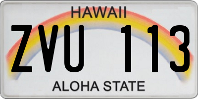 HI license plate ZVU113