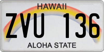 HI license plate ZVU136