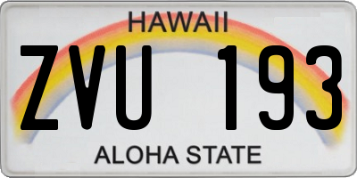 HI license plate ZVU193