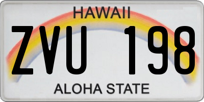 HI license plate ZVU198