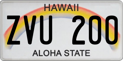 HI license plate ZVU200