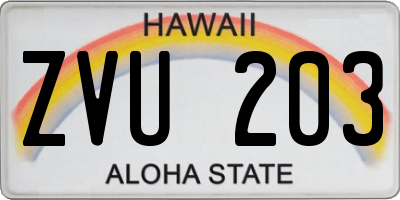 HI license plate ZVU203