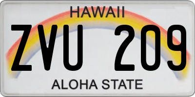 HI license plate ZVU209