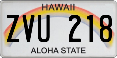 HI license plate ZVU218