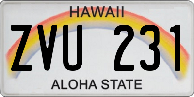 HI license plate ZVU231