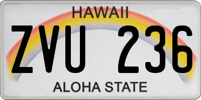 HI license plate ZVU236