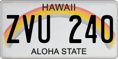 HI license plate ZVU240