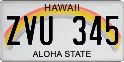 HI license plate ZVU345