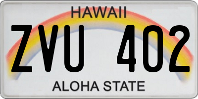 HI license plate ZVU402