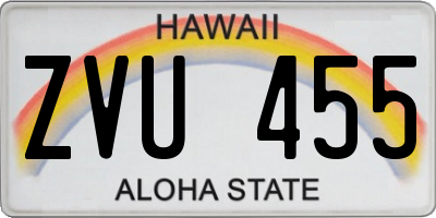 HI license plate ZVU455