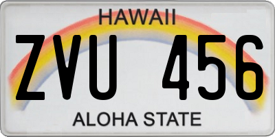 HI license plate ZVU456