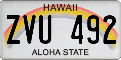 HI license plate ZVU492