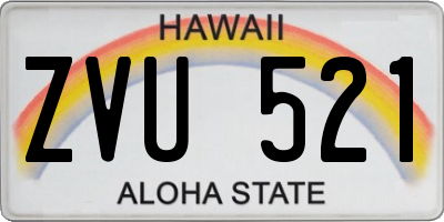HI license plate ZVU521