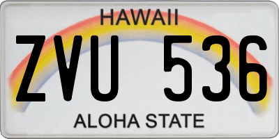 HI license plate ZVU536