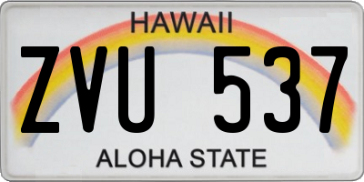 HI license plate ZVU537