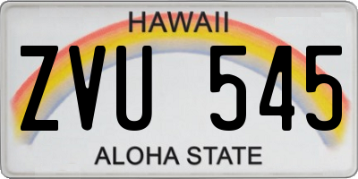 HI license plate ZVU545