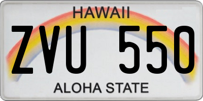HI license plate ZVU550
