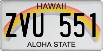 HI license plate ZVU551