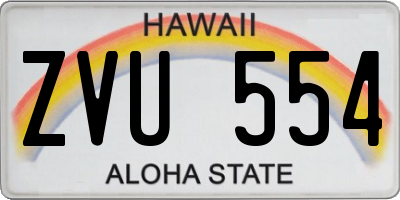 HI license plate ZVU554