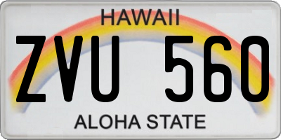 HI license plate ZVU560