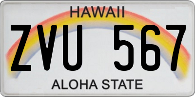 HI license plate ZVU567