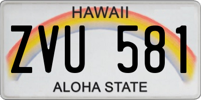 HI license plate ZVU581