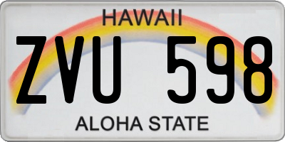 HI license plate ZVU598